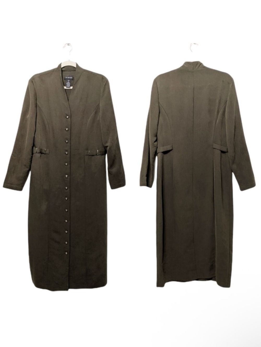 VIRGO Vintage Julietta Collarless Military Button Maxi Dress 12